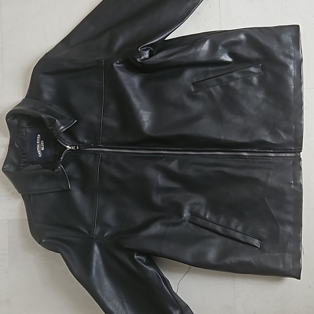 Men's Black Faux leather style coat